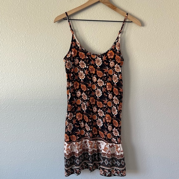 Umgee Floral Mini Dress - Black and Orange - Picture 1 of 7